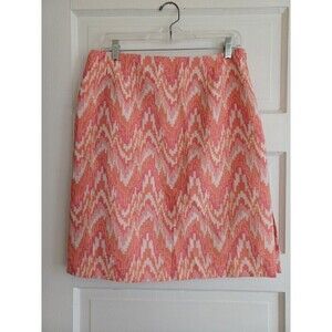 Talbots vintage flame stitch pencil skirt 12  pastel orange jacquard timeless